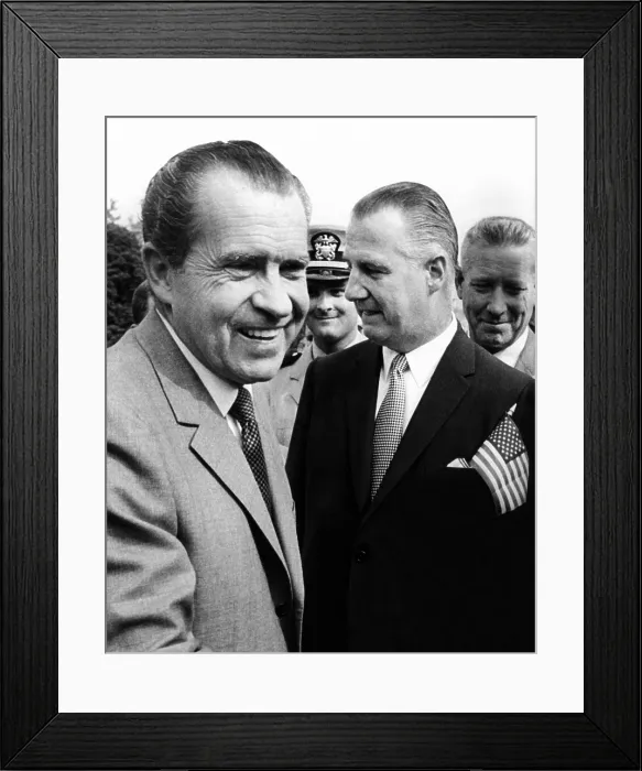 Framed Print : President Nixon returns from Midway Island talks with South Vietnam's President Nguyen Van Thieu