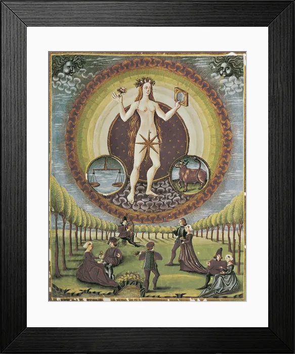 Framed Print : DE PREDIS, Cristoforo (1440-1486). De Sphaera. ca. 1470. Venus. Renaissance art. Quattrocento. Miniature Painting. ITALY. Modena. Estense Library