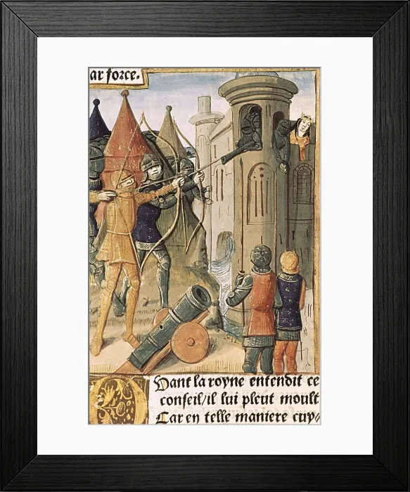 Framed Print : Queen Guinevere reinforcing the London tower to protect herself from Morder