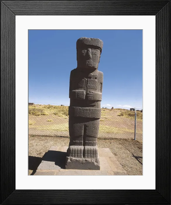 Framed Print : BOLIVIA. LA PAZ. Tiahuanaco. Kalasasaya Temple. Anthropomorphous monolith. Sculpture. AISA / Everett Collection**US SALES ONLY**