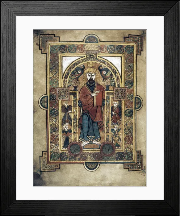 Framed Print : Book of Kells. 8th-9th c. Saint Matthews. Anglo-Irish art. Miniature Painting. IRELAND. Dublin. Trinity College Library. Proc: IRELAND. LEINSTER. Kells Framed Print : Book of Kells. 8th-9th c. Saint Matthews. Anglo-Irish art. Miniature Painting. IRELAND. Dublin. Trinity College Library. Proc: IRELAND. LEINSTER. Kells