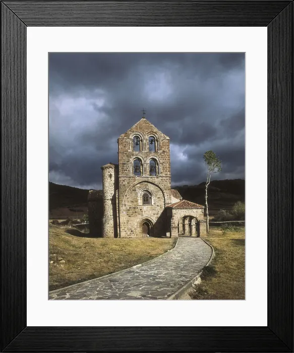 Framed Print : SPAIN. CASTILE AND LEON. PALENCIA. San Salvador de Cantamuda. San Salvador de Cantamuda. Romanesque church, founded in 1123. Romanesque art. Architecture