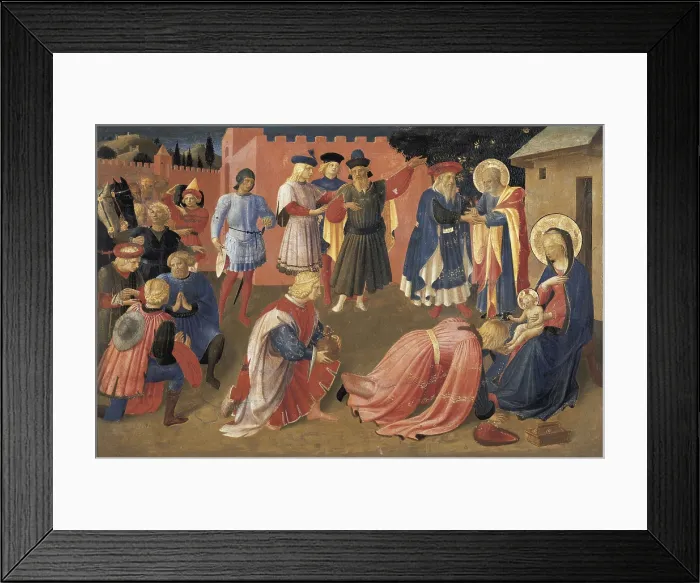 Framed Print : ANGELICO, Fra (1387-1455). Linaioli Tabernacle. ca. 1433. Central predella: Adoration of the Magi. Renaissance art. Quattrocento. Tempera on wood. ITALY. Florence