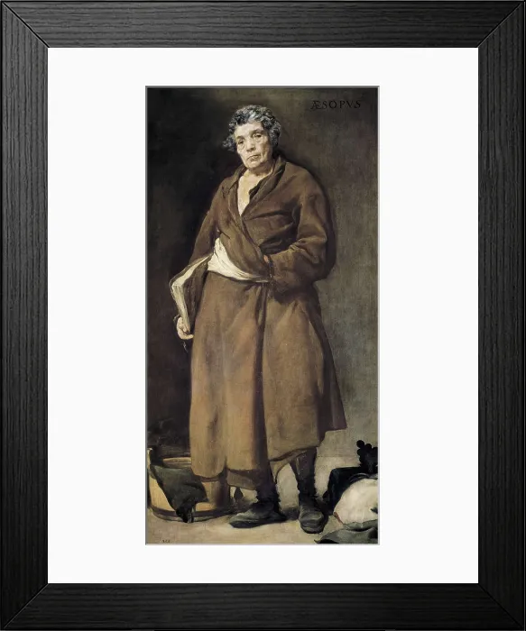 Framed Print : VELAZQUEZ, Diego Rodrguez de Silva (1599-1660). Aesop. 1639. Particular burlesque interpretation of the artist. Baroque art. Oil on canvas. SPAIN. Madrid. Prado Museum