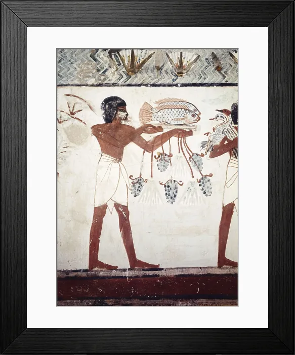 Framed Print : EGYPT. Dayr al-Bahri. Valley of the Nobles. Tomb of Menna. Servant with the fishing. Egyptian art. New Kingdom. Painting. AISA / Everett Collection**US SALES ONLY**