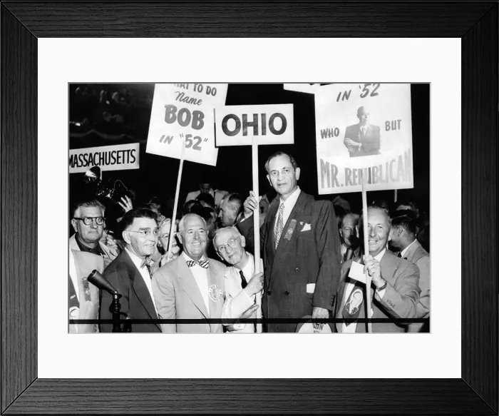 Framed Print : 1952 Republican National Convention. Ohio delegation with signs in support of Senator Robert Taft. The early front-running Taft lost the nomination to Dwight Eisenhower