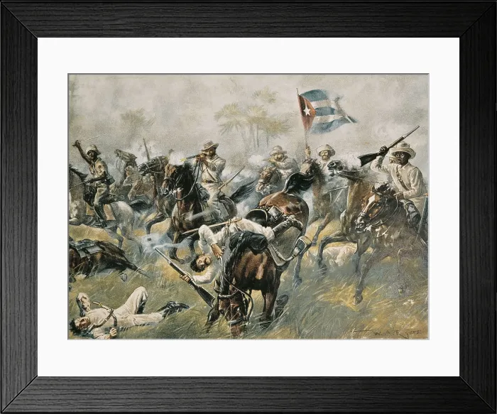 Framed Print : ROGERS, William Allan (1854-1931). Cavalry at the battle of San Juan Hill. 1898. Engraving. UNITED STATES OF AMERICA. Philadelphia. Free Library of Philadelphia Framed Print : ROGERS, William Allan (1854-1931). Cavalry at the battle of San Juan Hill. 1898. Engraving. UNITED STATES OF AMERICA. Philadelphia. Free Library of Philadelphia