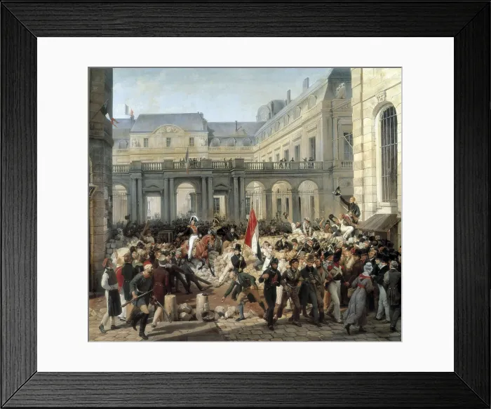 Framed Print : VERNET, Emil-Jean-Horace (1789-1863). Duke of Orleans leaves the Royal Palace to go to the Hotel de Ville. 31th of July, 1830. Episode of the July Revolution in Paris