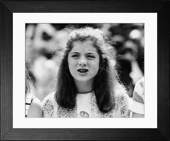 Framed Print : Caroline Kennedy, twelve years old and wearing braces on her teeth. She was attending the dedication of the Robert F. Kennedy Stadium, in honor of her assassinated uncle