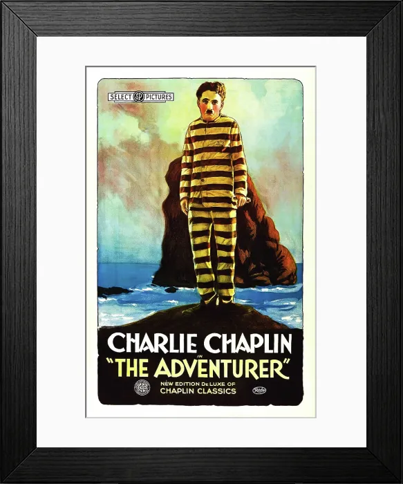 Framed Print : THE ADVENTURER, Charles Chaplin, (aka Charlie Chaplin), US poster, Charlie Chaplin (aka Charles Chaplin), 1917