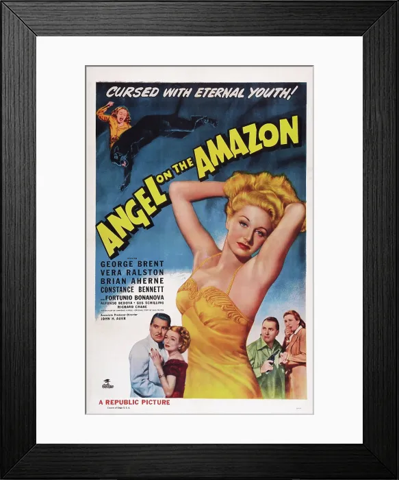Framed Print : ANGEL ON THE AMAZON, US poster art, George Brent (left), Constance Bennett (second left), Vera Ralston (center), 1948