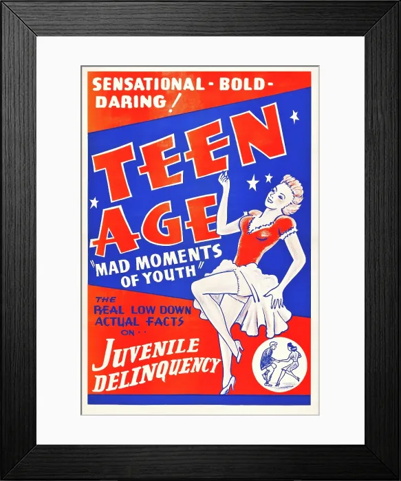 Framed Print : TEEN AGE, (aka TEENAGE JUNGLE), US poster art, 1944