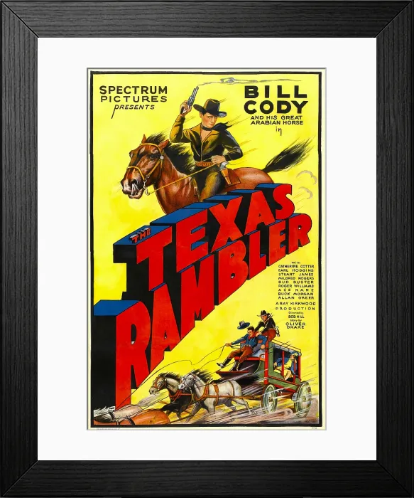 Framed Print : THE TEXAS RAMBLER, top half: Bill Cody, 1935 Framed Print : THE TEXAS RAMBLER, top half: Bill Cody, 1935