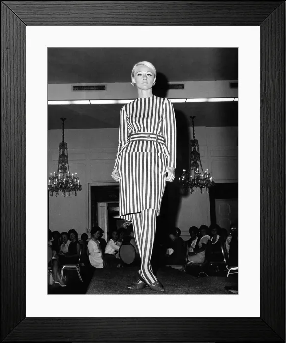 Framed Print : Head to toe aggressively striped dress with matching striped stockings. July 1964. (CSU_ALPHA_1319) CSU Archives / Everett Collection