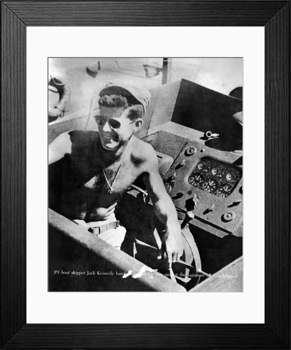 Framed Print : Lt. John Kennedy in the Pacific during World War II. He was a PT boat skipper and survived the sinking of his ship by a Japanese destroyer