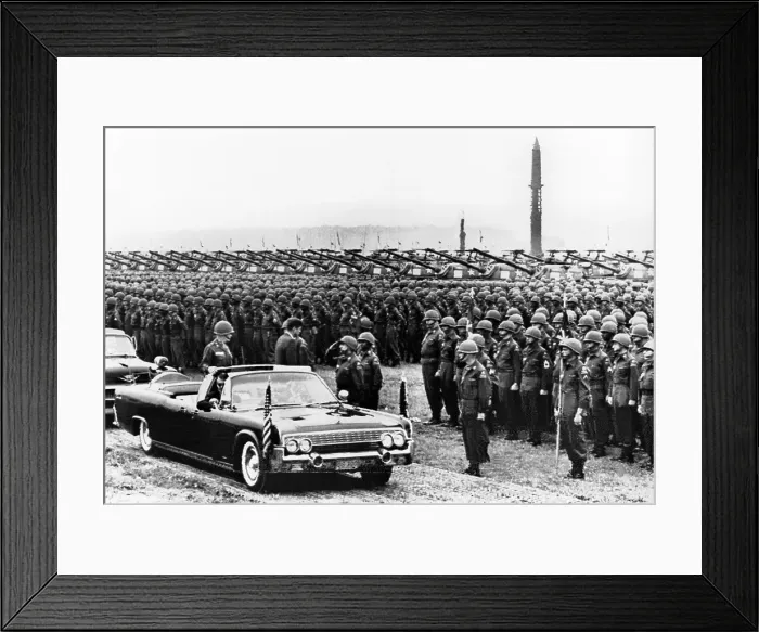 Framed Print : President John Kennedy inspects 15, 000 US troops in West Germany