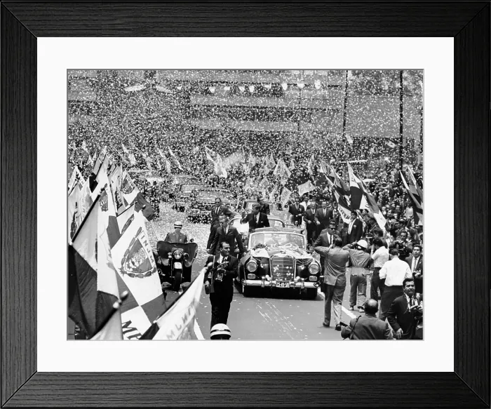 Framed Print : President John Kennedy welcomed in Mexico City. Crowds lined the motorcade route, waved flags, and delivered a shower of confetti. June 29, 1962 Framed Print : President John Kennedy welcomed in Mexico City. Crowds lined the motorcade route, waved flags, and delivered a shower of confetti. June 29, 1962