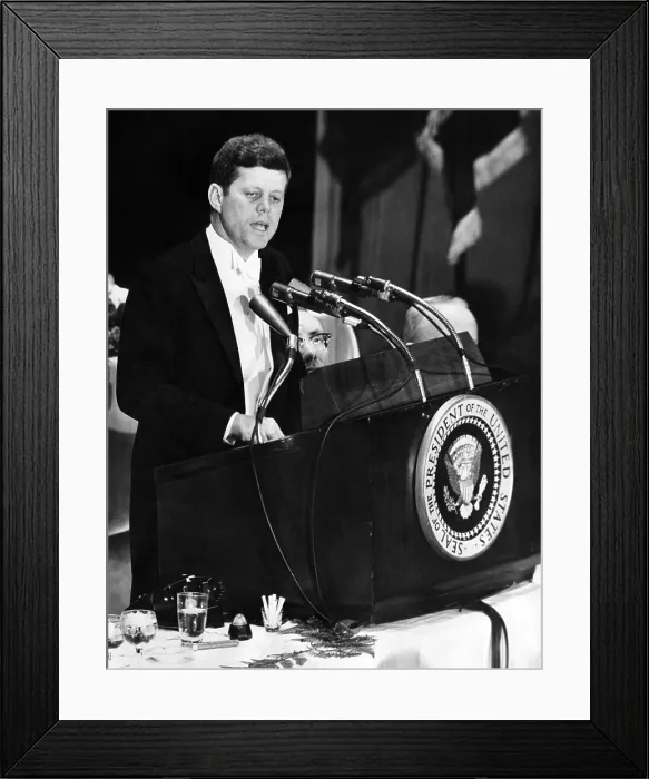 Framed Print : President John Kennedy urges self censorship of news. Days after the failed Bay of Pigs invasion of Cuba, he spoke to the American Newspaper and Publishers Association