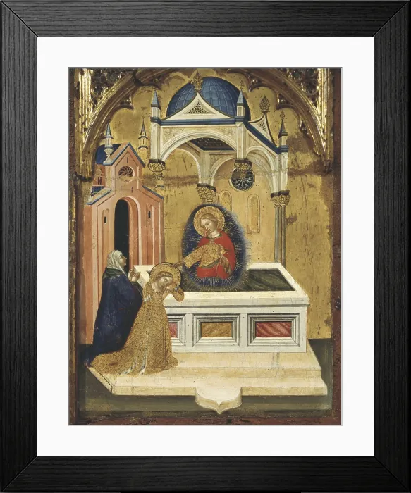 Framed Print : JACOBELLO del FIORE (1370-1439). Saint Lucia and her Mother with the Vision of Saint Agatha in Catania. ca. 1410. Renaissance art. Quattrocento. Oil on wood. ITALY. Fermo