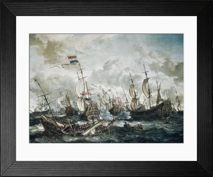 Framed Print : Europe (18th c.). Napoleonic Wars (1798). Battle of Abukir. English school. Oil on canvas. UNITED KINGDOM. ENGLAND. Greenwich. National Maritime Museum