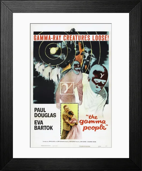 Framed Print : THE GAMMA PEOPLE, US poster, bottom: Paul Douglas, Eva Bartok, 1956 Framed Print : THE GAMMA PEOPLE, US poster, bottom: Paul Douglas, Eva Bartok, 1956