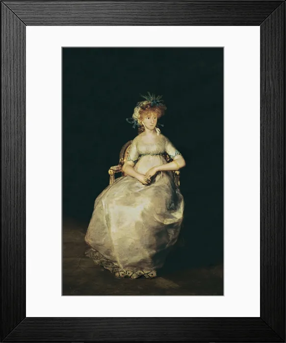 Framed Print : GOYA Y LUCIENTES, Francisco de (1746-1828). The Countess of Chinchon. 1800. Portrait of Manuel Godoy's wife, niece of King Charles IV. The ring has a portrait of Godoy Framed Print : GOYA Y LUCIENTES, Francisco de (1746-1828). The Countess of Chinchon. 1800. Portrait of Manuel Godoy's wife, niece of King Charles IV. The ring has a portrait of Godoy