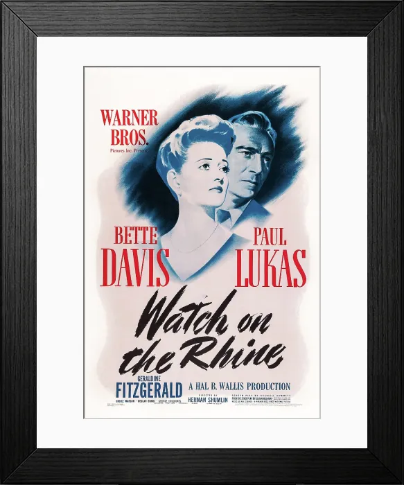 Framed Print : WATCH ON THE RHINE, US poster art, from left: Bette Davis, Paul Lukas, 1943