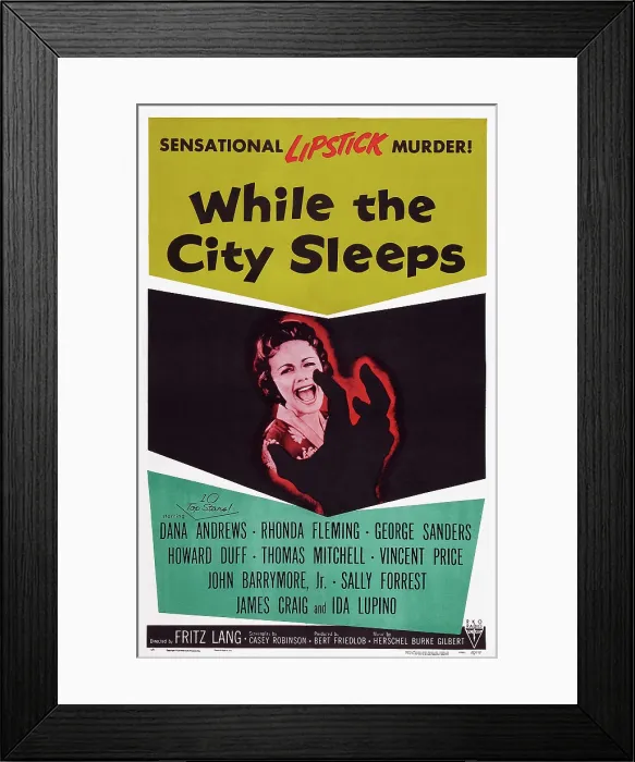Framed Print : WHILE THE CITY SLEEPS, US poster art, 1956