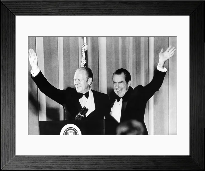 Framed Print : President Nixon and Vice President Gerald Ford wave to GOP supporters at a $1, 000 a plate fund raising dinner. March 27, 1974. (CSU_ALPHA_362) CSU Archives / Everett Collection Framed Print : President Nixon and Vice President Gerald Ford wave to GOP supporters at a $1, 000 a plate fund raising dinner. March 27, 1974. (CSU_ALPHA_362) CSU Archives / Everett Collection