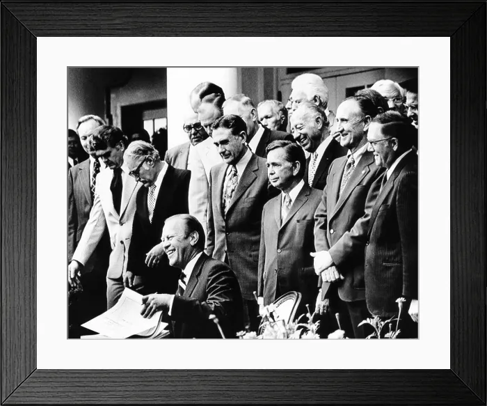 Framed Print : President Gerald Ford prepares signing the Employee Retirement Income Security Act of 1974