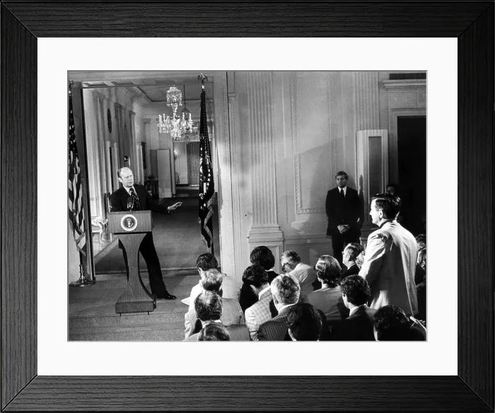 Framed Print : President Gerald Ford's first press conference since he assumed the presidency after Richard Nixon's resignation. Aug. 28, 1974 Framed Print : President Gerald Ford's first press conference since he assumed the presidency after Richard Nixon's resignation. Aug. 28, 1974