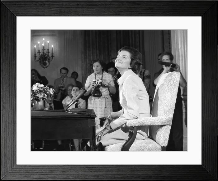 Framed Print : New First Lady, Betty Ford, at her first press conference. She said that she would campaign for the women's equal rights amendment. Sept