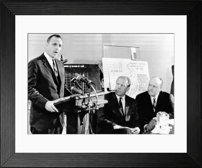 Framed Print : Three House Republicans offer a critique on US Vietnam policy. L-R: Reps