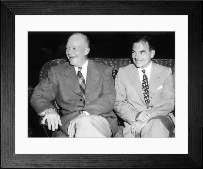 Framed Print : 1952 Republican Nominee Dwight Eisenhower, receives Thomas Dewey's (right) full support. Dewey was the party's unsuccessful nominee in 1944 and 1948 Framed Print : 1952 Republican Nominee Dwight Eisenhower, receives Thomas Dewey's (right) full support. Dewey was the party's unsuccessful nominee in 1944 and 1948