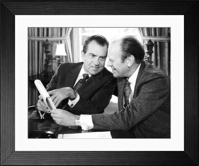 Framed Print : President Richard Nixon meets with House Minority Leader Gerald Ford at the White House. Oct. 13, 1973, (CSU_ALPHA_372) CSU Archives / Everett Collection