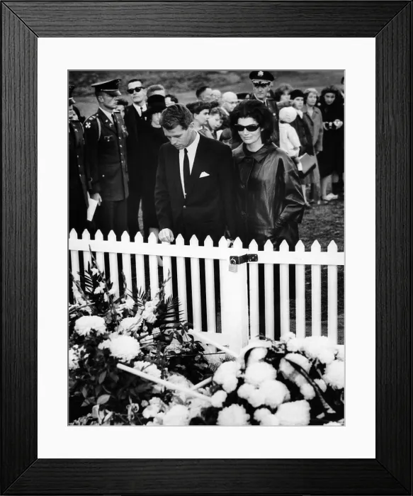 Framed Print : Jacqueline Kennedy and Attorney General Robert Kennedy visit the flower covered grave of President John Kennedy at Arlington National Cemetery. Nov. 27, 1963 Framed Print : Jacqueline Kennedy and Attorney General Robert Kennedy visit the flower covered grave of President John Kennedy at Arlington National Cemetery. Nov. 27, 1963