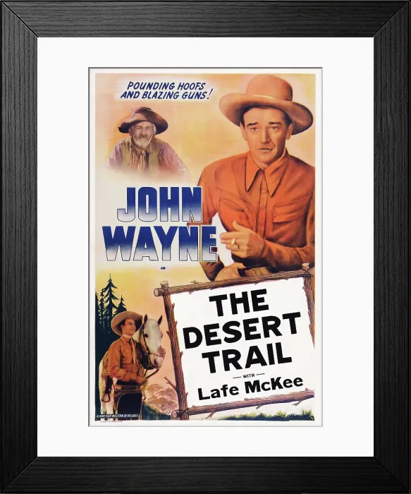 Framed Print : THE DESERT TRAIL, US poster art, Gabby Hayes, John Wayne, 1935