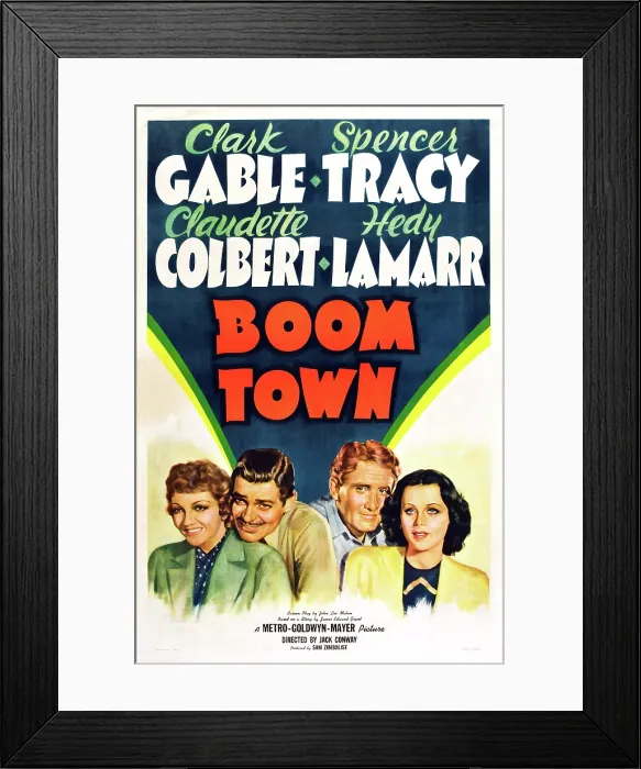 Framed Print : BOOM TOWN, US poster art, from left: Claudette Colbert, Clark Gable, Spencer Tracy, Hedy Lamrr, 1940 Framed Print : BOOM TOWN, US poster art, from left: Claudette Colbert, Clark Gable, Spencer Tracy, Hedy Lamrr, 1940