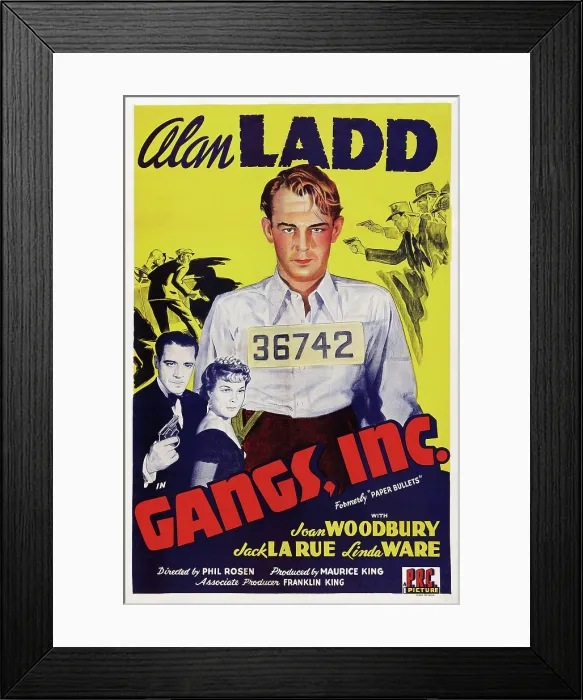 Framed Print : GANGS, INC. (aka PAPER BULLETS), US poster art, from left: Jack La Rue, Joan Woodbury, Alan Ladd, 1941 Framed Print : GANGS, INC. (aka PAPER BULLETS), US poster art, from left: Jack La Rue, Joan Woodbury, Alan Ladd, 1941