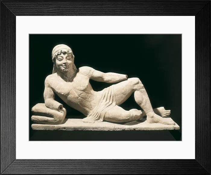 Framed Print : Sarcophagus cover with a young. Etruscan art. Terra-cotta. ITALY. Cerveteri. National Etruscan Museum of Archaeology. AISA / Everett Collection**US SALES ONLY**
