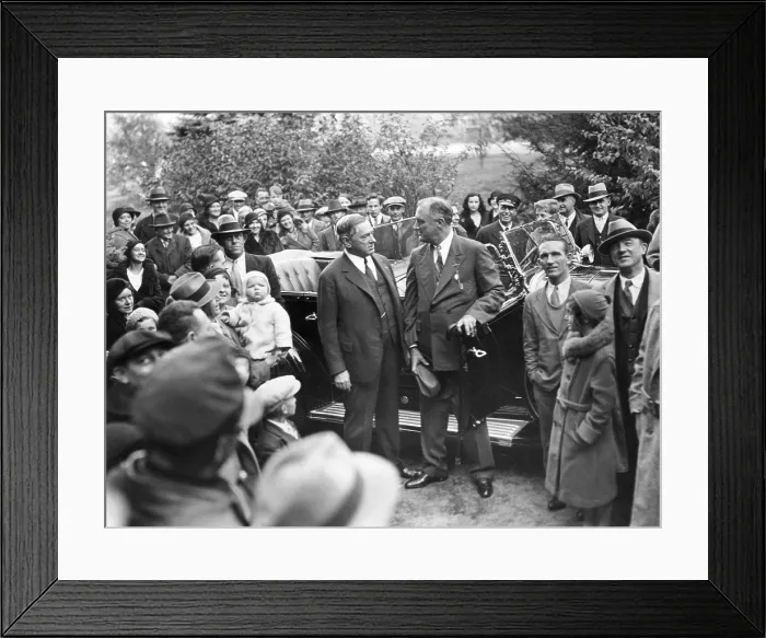 Framed Print : Governor Franklin Roosevelt and Boston Mayor James Curley appeared together on Oct. 30, 1932