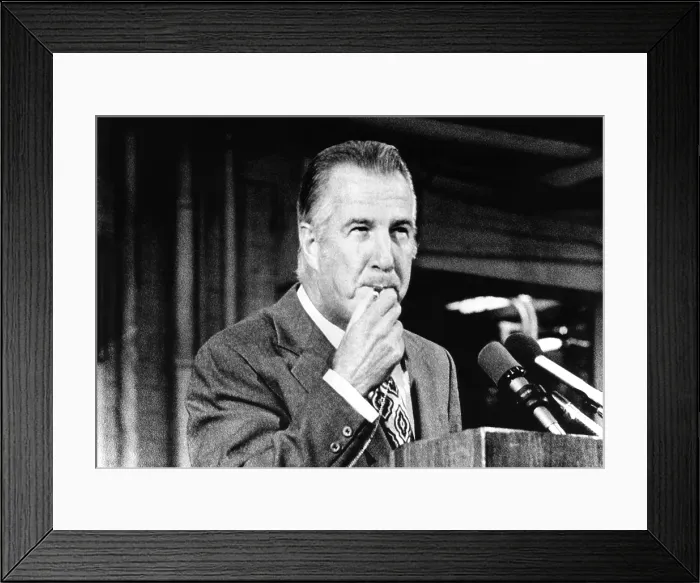 Framed Print : Vice President Spiro Agnew literally blew the whistle on hecklers while campaigning in Utica, New York Framed Print : Vice President Spiro Agnew literally blew the whistle on hecklers while campaigning in Utica, New York