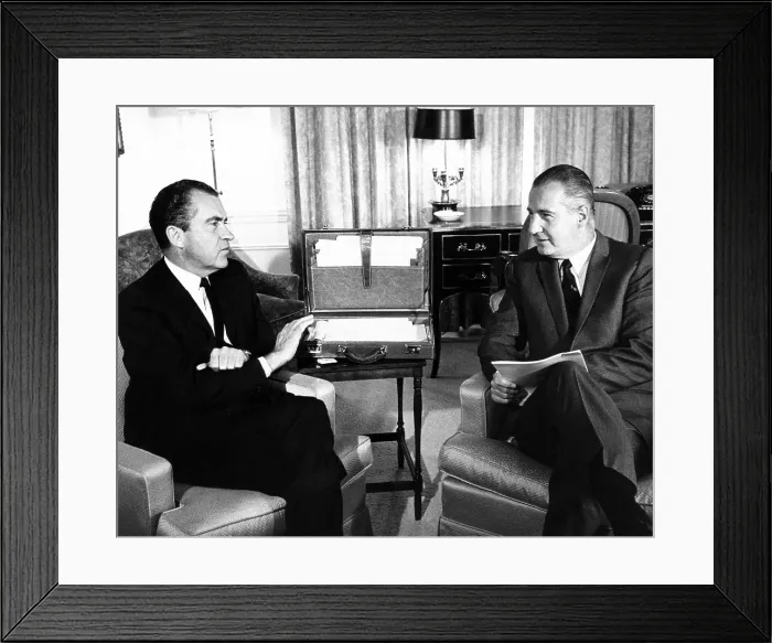 Framed Print : President-elect Nixon meets with Vice President-elect Spiro Agnew after their election victory. Nov. 27, 1968. (CSU_ALPHA_388) CSU Archives / Everett Collection Framed Print : President-elect Nixon meets with Vice President-elect Spiro Agnew after their election victory. Nov. 27, 1968. (CSU_ALPHA_388) CSU Archives / Everett Collection