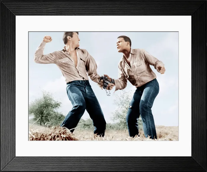 Framed Print : THE DEFIANT ONES, from left: Tony Curtis, Sidney Poitier, 1958 Framed Print : THE DEFIANT ONES, from left: Tony Curtis, Sidney Poitier, 1958