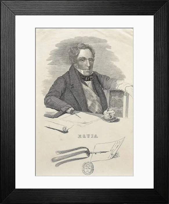 Framed Print : EGUIA Y SAEZ DE BURUAGA, Nazario (1777-1865). Spain. Carlist Wars. Nazario Egua y Senz de Buruaga. Engraving. SPAIN. Madrid. National Library