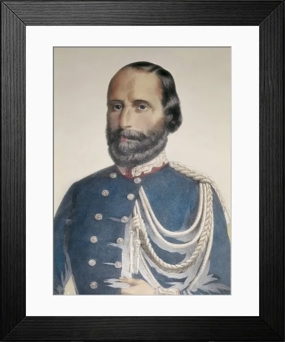 Framed Print : GARIBALDI, Giuseppe (1807-1882). Portrait the uniform of commander-in-chief of the Hunter of the Alps corps (Cacciatori degli Alpi). Litography. ITALY. Milan Framed Print : GARIBALDI, Giuseppe (1807-1882). Portrait the uniform of commander-in-chief of the Hunter of the Alps corps (Cacciatori degli Alpi). Litography. ITALY. Milan
