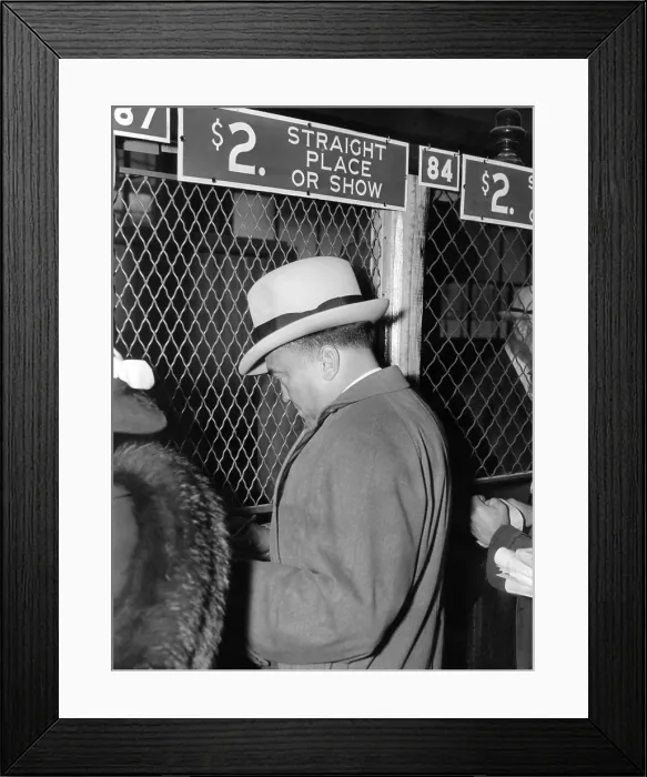 Framed Print : J. Edgar Hoover placing a bet at the two dollar window. It was opening day at Bowie race track, Maryland, April 1, 1938. (CSU_ALPHA_04) CSU Archives / Everett Collection
