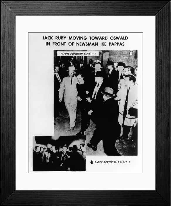 Framed Print : Warren Commission Exhibit. Jack Ruby moving toward Oswald in front of newsman Ike Pappas. Nov. 24, 1963. (CSU_ALPHA_999) CSU Archives / Everett Collection