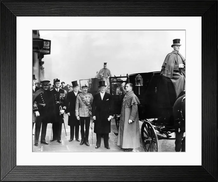 Framed Print : Joseph P. Kennedy arrives at Buckingham Palace to present his credentials as US ambassador to the Britain. Mr. Kennedy declined to wear the traditional knee breeches. L-R: Lt Framed Print : Joseph P. Kennedy arrives at Buckingham Palace to present his credentials as US ambassador to the Britain. Mr. Kennedy declined to wear the traditional knee breeches. L-R: Lt