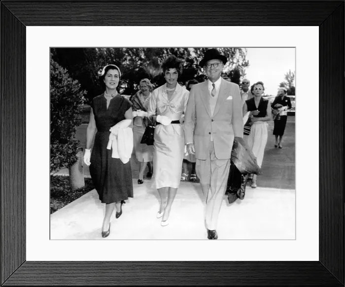 Framed Print : Kennedy outing to Hialeah Race Track. L-R: Janet Auchincloss; Jacqueline Kennedy; and Joseph Kennedy. Auchincloss is Jacqueline's mother, and Kennedy is her father-in-law